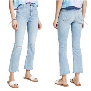 MOTHER THE HUSTLER ANKLE CHEWED HEM BOOTCUT FLARE CROPPED JEANS DISTRESSED sz 27